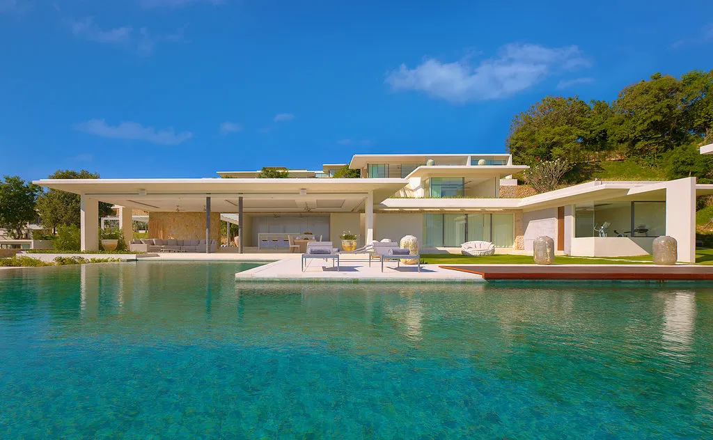 Pool villa facade and covered terrace, Koh Samui