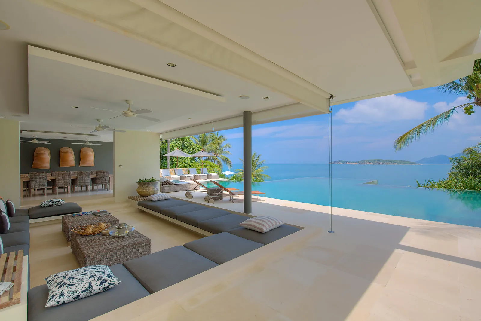 Open-plan lounge terrace with infinite sea view, Koh Samui