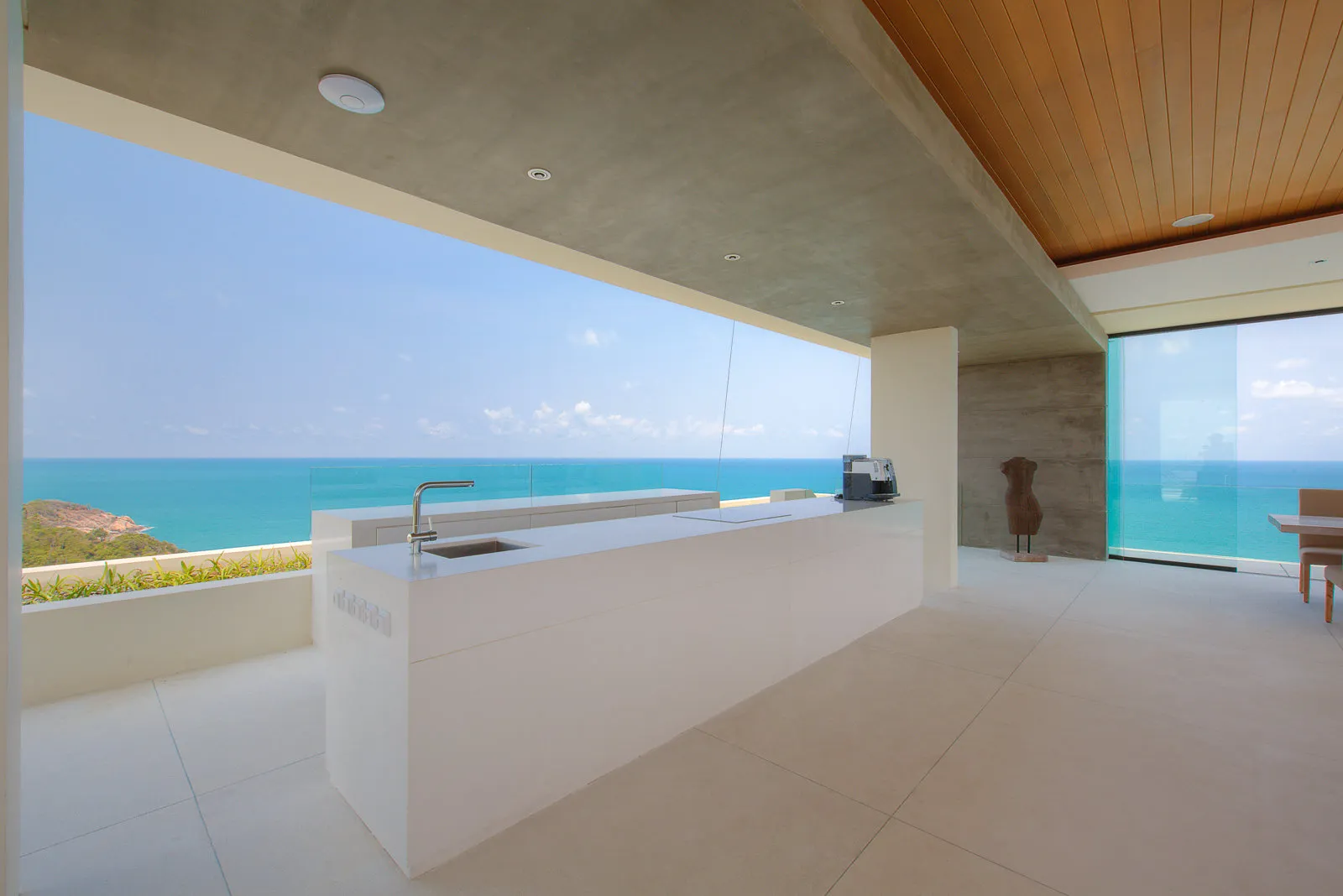 Outdoor kitchen and bar with uninterrupted sea-view terrace, Koh Samui
