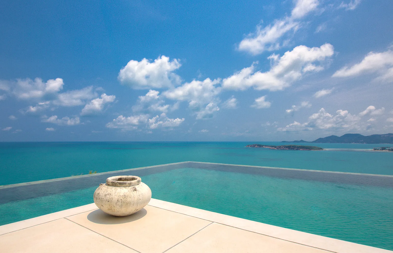 Outdoor kitchen and bar terrace with ocean panorama, Koh Samui