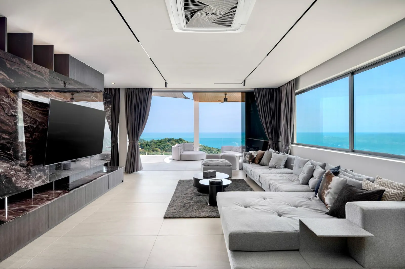 Modern interior living room in north-coast villa, Maenam, Koh Samui